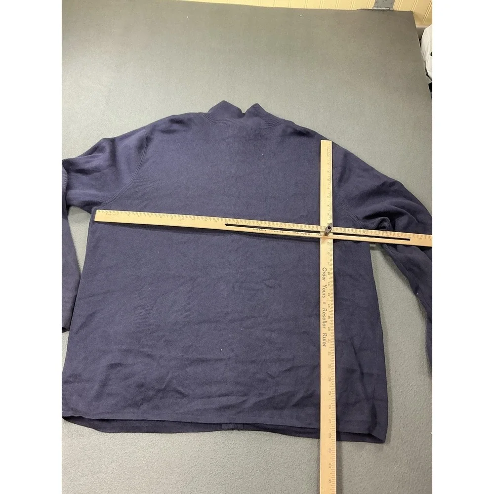 Lands' End Sweater‎ Mens 2XL Blue Full Zip Mock Neck Pockets American Airlines